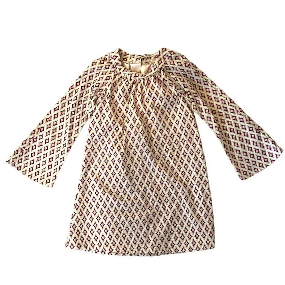 Sister Fresh Retro Bell Flare 3/4  sleeves, Straight Dress Girls Size 6 NWT